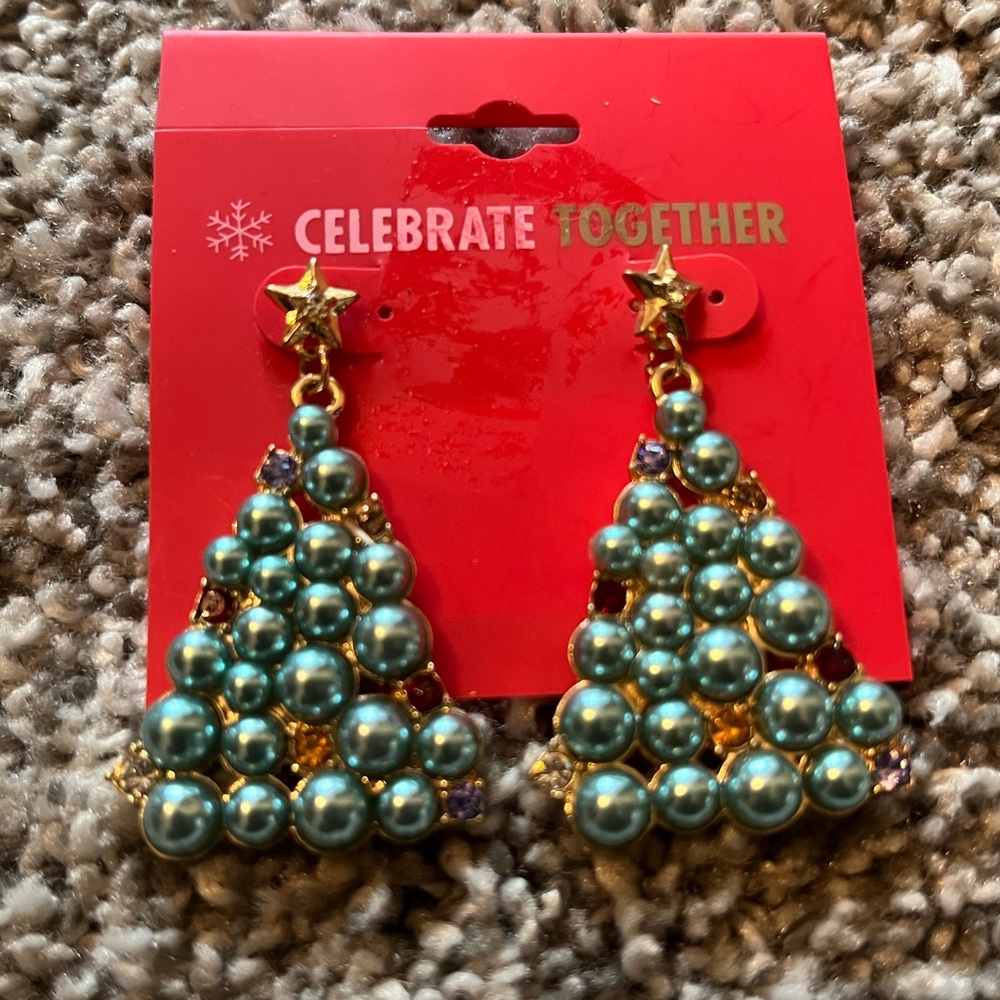 Celebrate Together Green and Gold Tree Earrings
